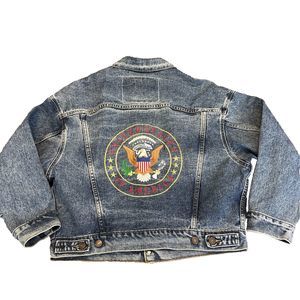 Levi’s Sm. Denim Jacket Embroidered United States of America Seal Black Wing 90s
